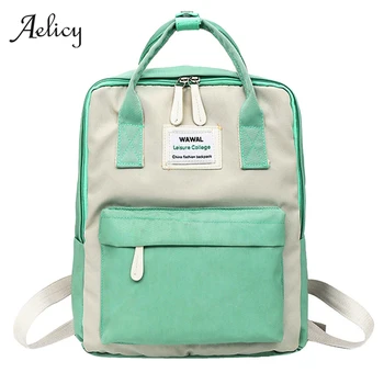 

Aelicy Women Canvas Backpacks Candy Color Waterproof School Bags for Teenagers Girls Laptop Backpacks Patchwork Backpack