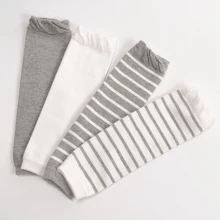 Детские хлопковые полосатые носки, комплект, весна и осень, 0-12 месяцев, детские свободные носки для ползания до колен