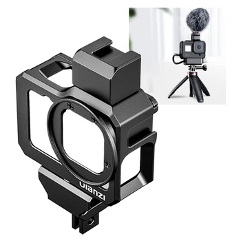 

Housing Cage Dual Cold Shoes Charging Port Microphone Adapter Scratch Resistant Aluminum Alloy Protective Shell For Gopro Hero 9