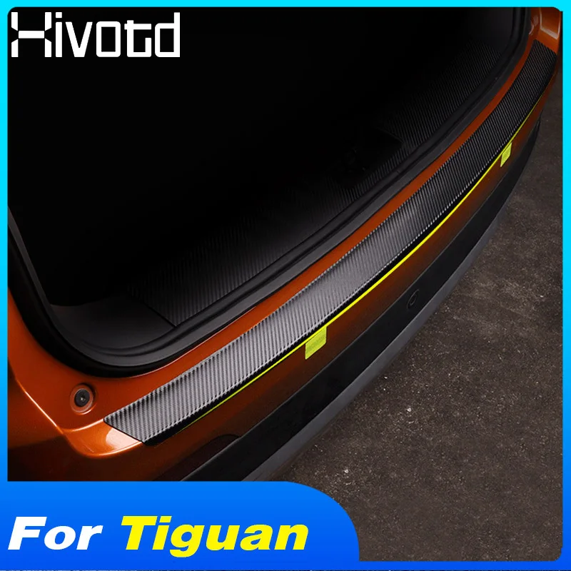 Hivotd For Volkswagen vw Tiguan 2 Car Accessories interior Rear Guard Bumper leather Sticker Sill Pad Car Styling Trim