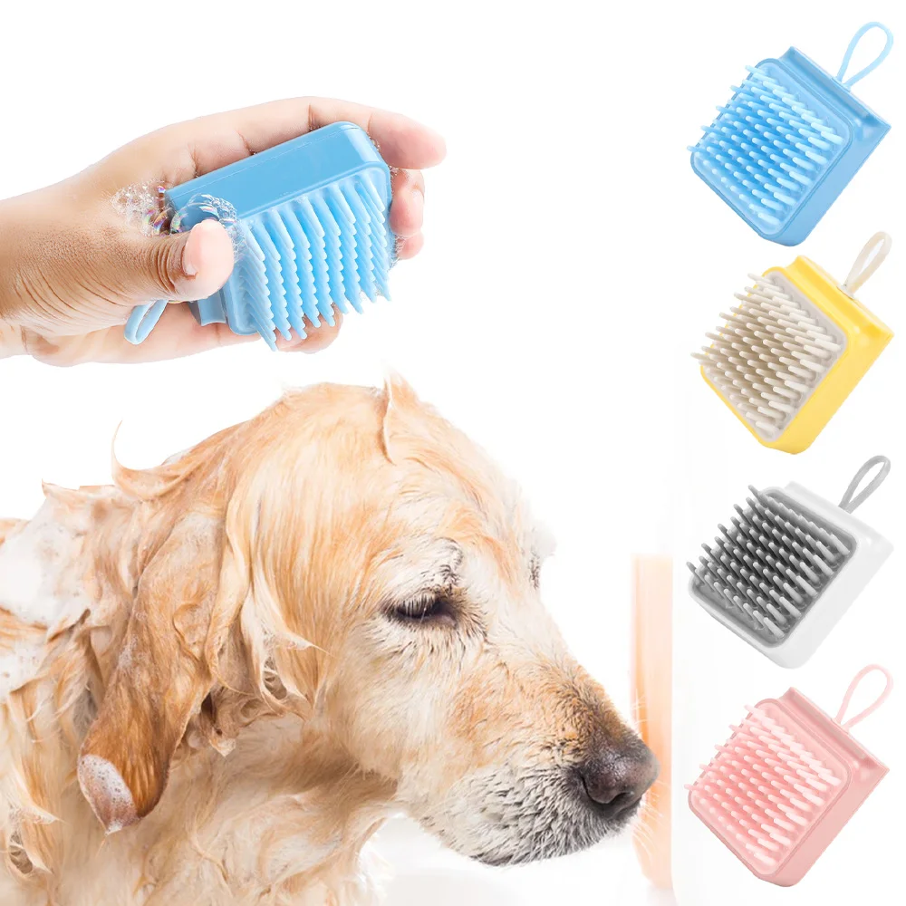 Pet Dog Bath Massage Brush Puppy Cleaning and Grooming Tools Portable Soft Rubber Shower Combs Hangable Pets Accessories | Дом и сад