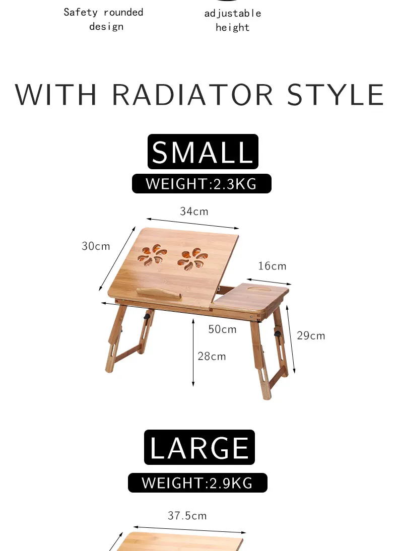 Столик для ноутбука, большой поднос для кровати, регулируемая наклонная верхняя часть, складной стол, многозадачная подставка, сервировка завтрака, бамбуковая подставка