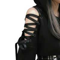 Sweat-shirt gothique à manches longues pour femmes, vêtements de couleur unie, ajouré, pull décontracté, été automne Y2k 3