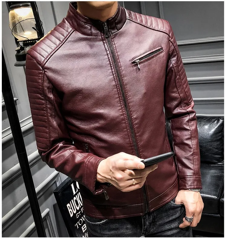 Модный бренд High Street искусственная кожа для мужчик куртка Байкер Slim Fit замшевые куртки для мужчин Твердые молнии ПУ Топы пальто DS50869