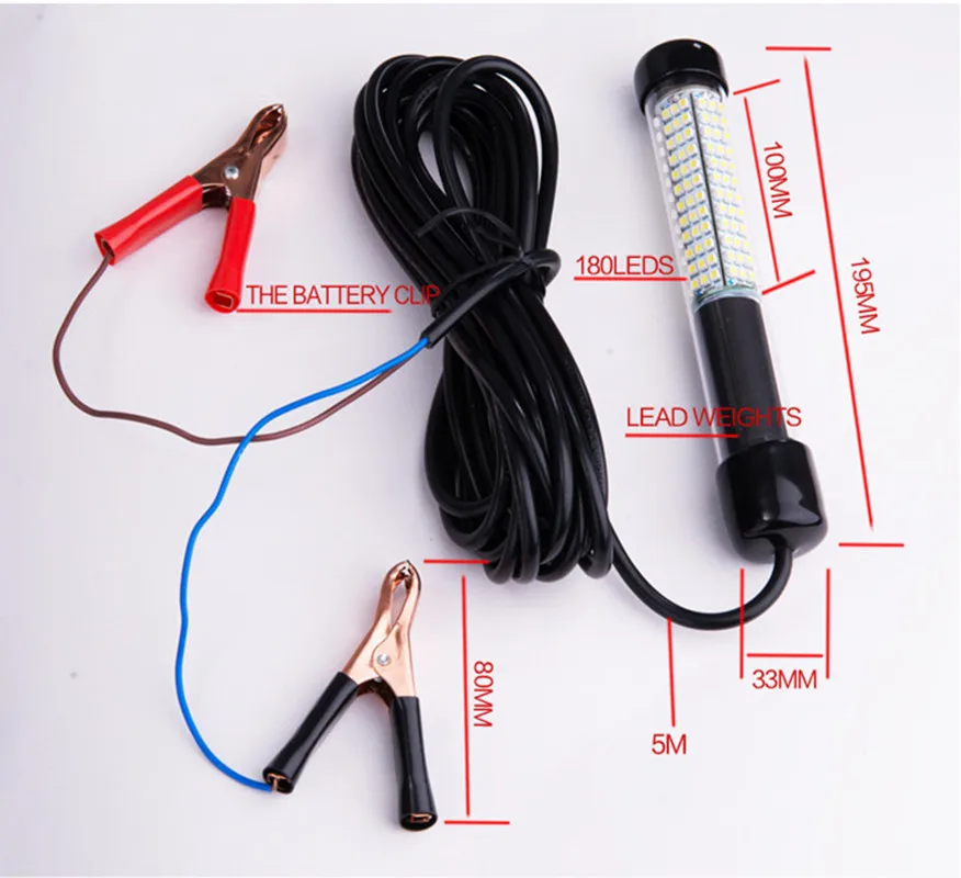 12 В 180 светодиодный 1000 люменов приманка 10 Вт ночной рыболовный искатель светильник shads светодиодный рыболовный подводный светильник