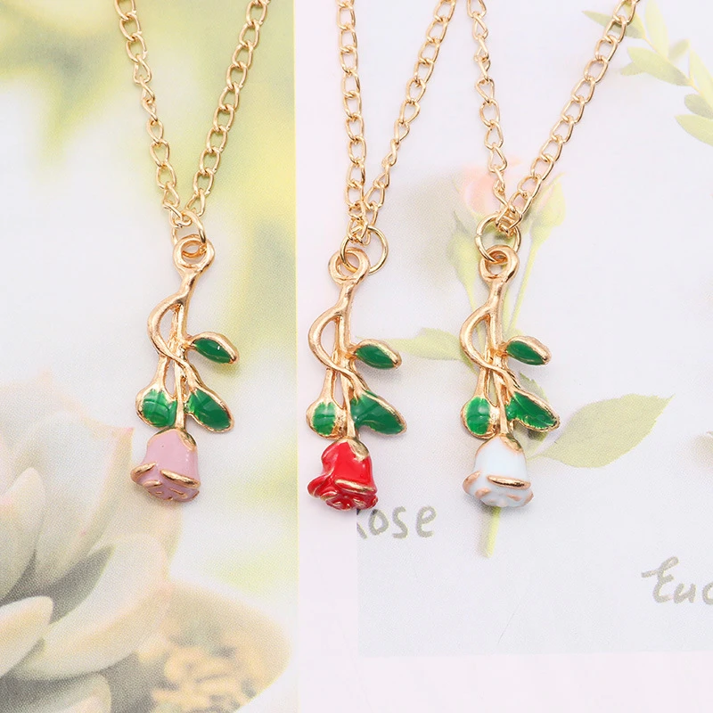 DoreenBeads Новая мода Золотой Цвет капает Половина лица Роза кулон цепочки и ожерелья