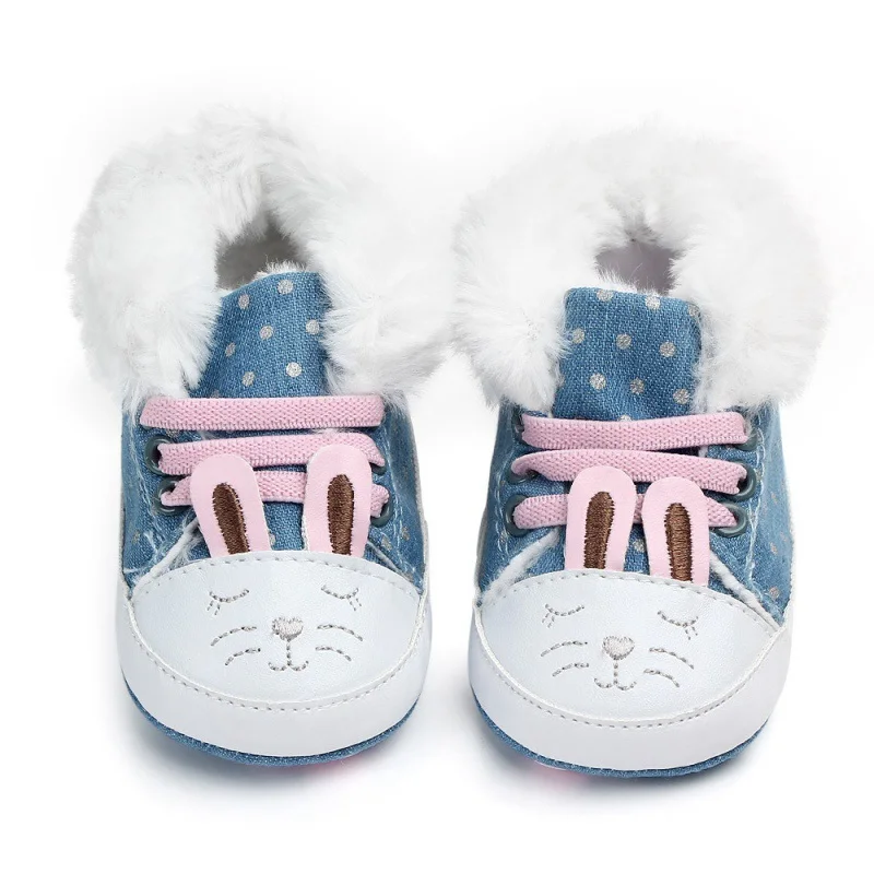 

Warm Baby Girls Boots Winter Newborn Shoes Warm Dot Print infant Snow Boots Plus Velvet Baby Shoes 0-12M