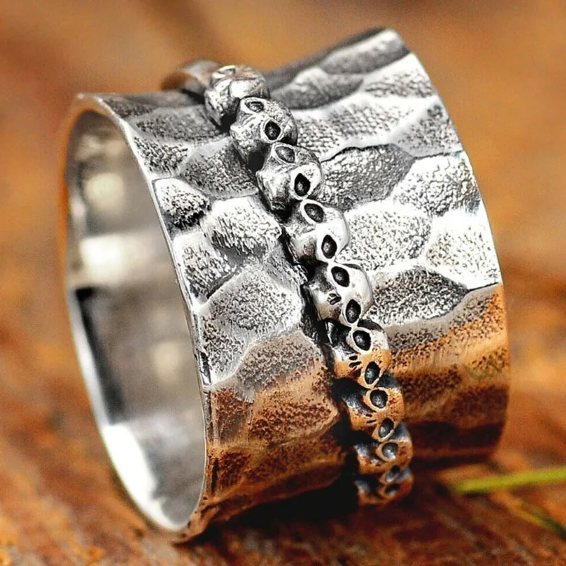 

Geometry Gothic Punk Skull Rings for Men Punk Retro Skeleton Cone Male Alloy Ring Jewelry Biker Steampunk Rings