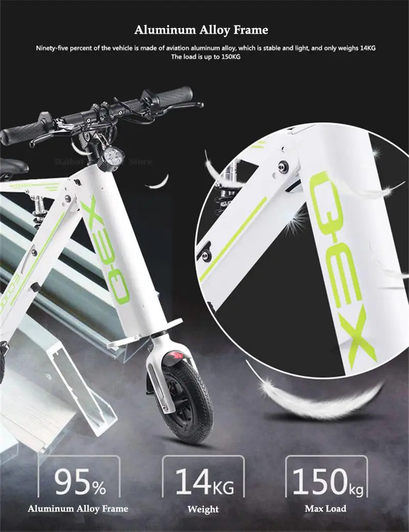 Foldable Electric Skateboard Two Wheels Electric Scooters 10 Inch 300W 36V Off Road Adult Lightweight Electric Scooter Bike (22)