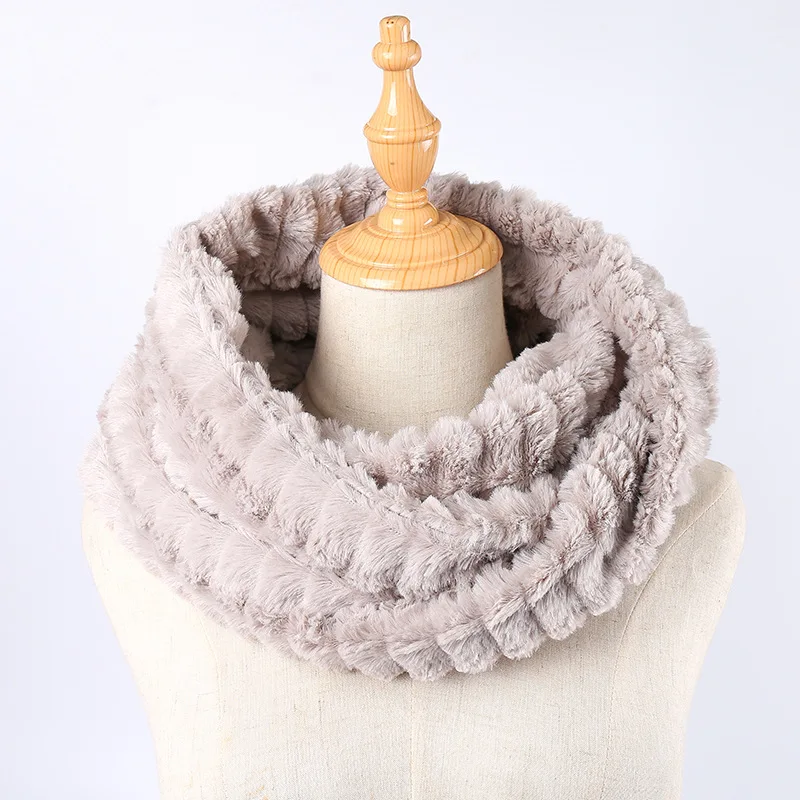Женский зимний теплый шарф с искусственным кроличьим мехом мягкий soild Цвет плотный зажим для шарфа женский газовый шарф