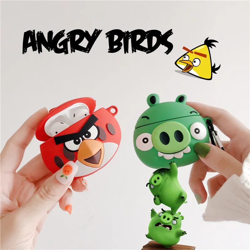 Милый 3D мультфильм прекрасный Angry Bird мягкий силиконовый наушник чехол для Apple AirPods 1/2 беспроводной Bluetooth чехол для гарнитуры