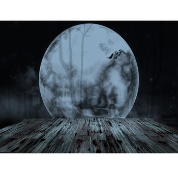 

Halloween Photography Backdrop Moon Night Forest Scary Vinyl Photo Background Retro Wood Floor Costume Party Studio Props