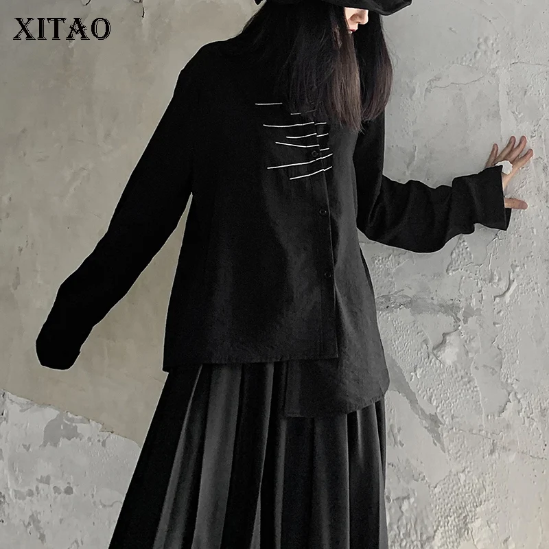 Женская Асимметричная блузка XITAO Harajuku белая линия с вышивкой модная уличная