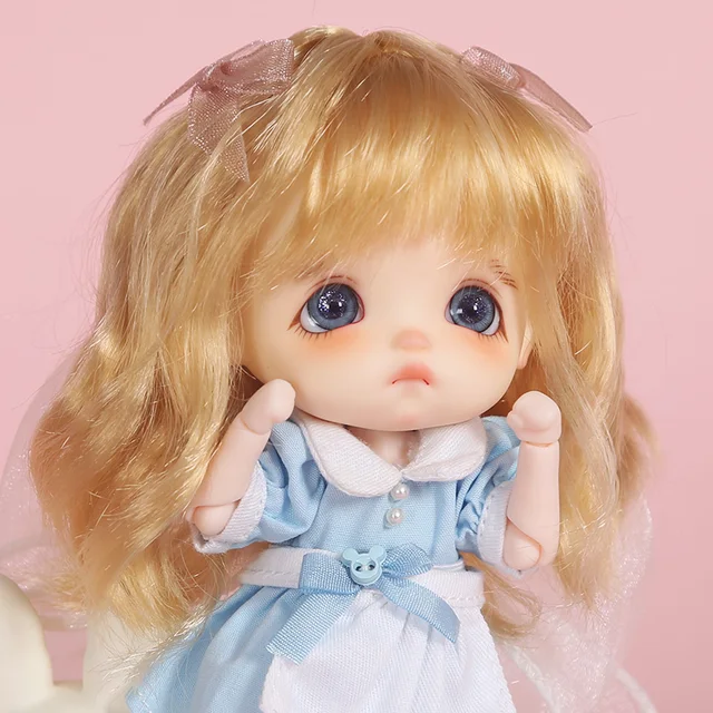 Parrucca Per Bambole Con Ricci Gialli - Filo Ad Alta Temperatura, 15 Cm, Per Personalizzare Bambole