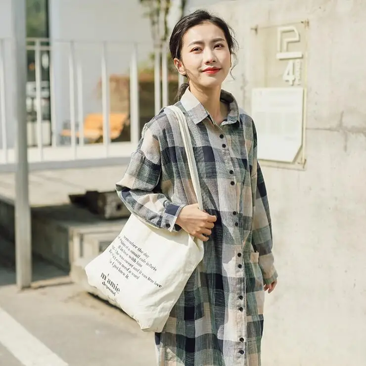 

Women Retro Long Shirt 2019 Fall Lattice Print Long Sleeve Buttons Casual Tops Shirt Blouse Camisas Mujer Loose Womens Tops