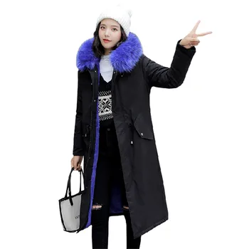 

Winter Jacket Women Parka Casual Slim Fur Hooded Coat Fashion Female Clothing Jacket Thick Down Cotton Padded Warm Long Coat