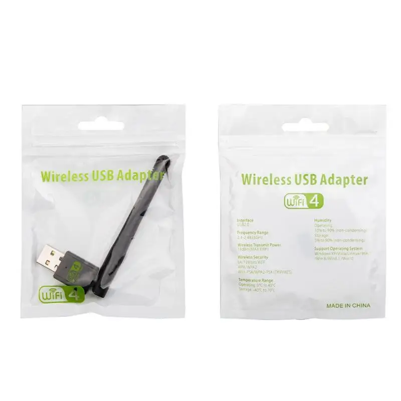150 Мбит/с беспроводная сетевая карта USB 2,0 WiFi адаптер 2dBi антенный приемник Dongle по стандартам 802.11b/g/n
