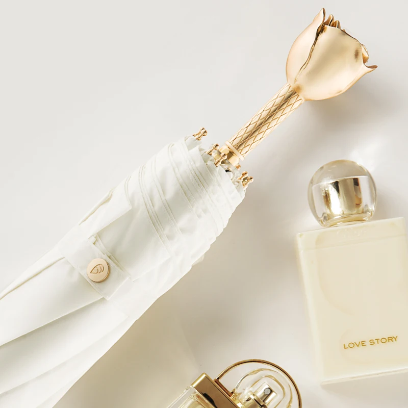 Luxe Goud Rose 3 Vouwen Handvat Paraplu Gift Zon Regen Romantische Elegante Vrouwelijke Zonnebrandcrème Meisjes Uv Bescherming Pocket Parasol B5 Luxe Goud Rose 3 Vouwen Handvat Paraplu Gift Zon Regen Romantische Elegante Vrouwelijke Zonnebrandcrème Meisjes Uv Bescherming Pocket Parasol B5
