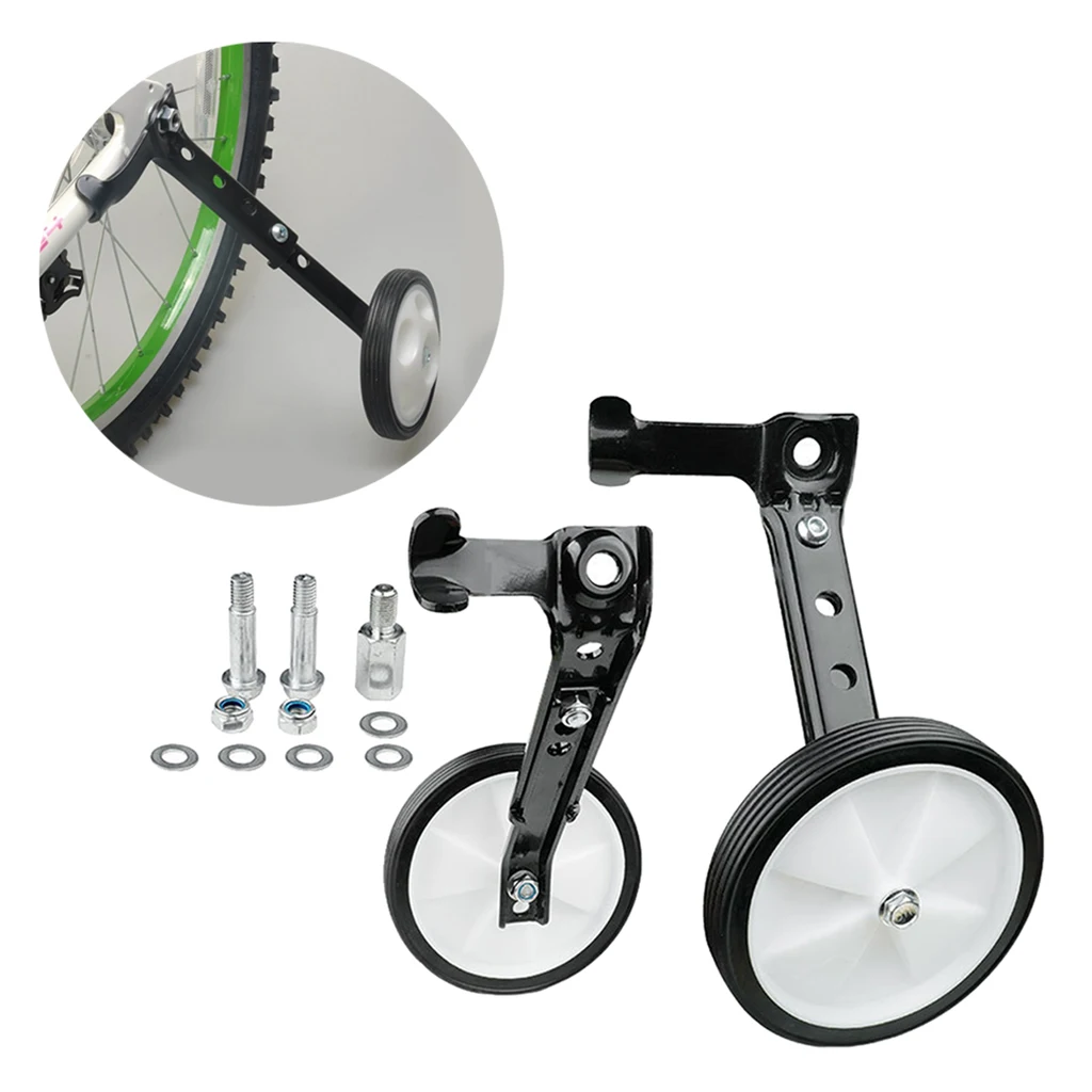 Pair Training Wheels Kids Bike Learning Rear Wheel Trainer Bicycle Stabilizers Mounted Kit Fits for 16-22'' Wheel
