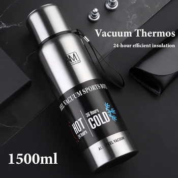 

Large Capacity Stainless Steel Thermos Portable Vacuum Flask Insulated Tumbler with Rope Thermo Bottle 500/700/1000/1500ml