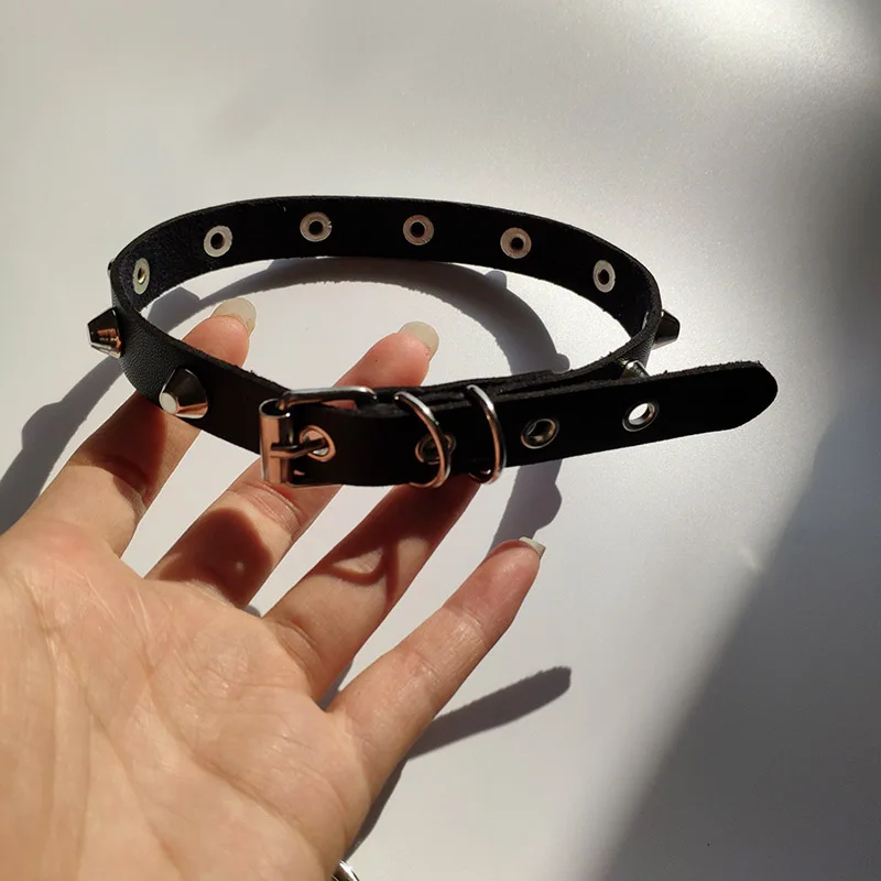 Hot Punk Harajuku Collar Rivets Choker Necklace PU Leather Bracelet Goth Handmade Neck Jewelry wristband