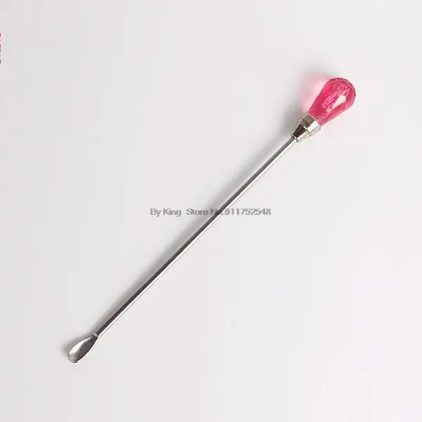 ByKing10.3cm Crystal Head Stainless Steel Wax Pills Mix Tool Burning Melted Seal Wax Stirring Mixing Spoon Seal WAX Stirring Rod Red Transparent