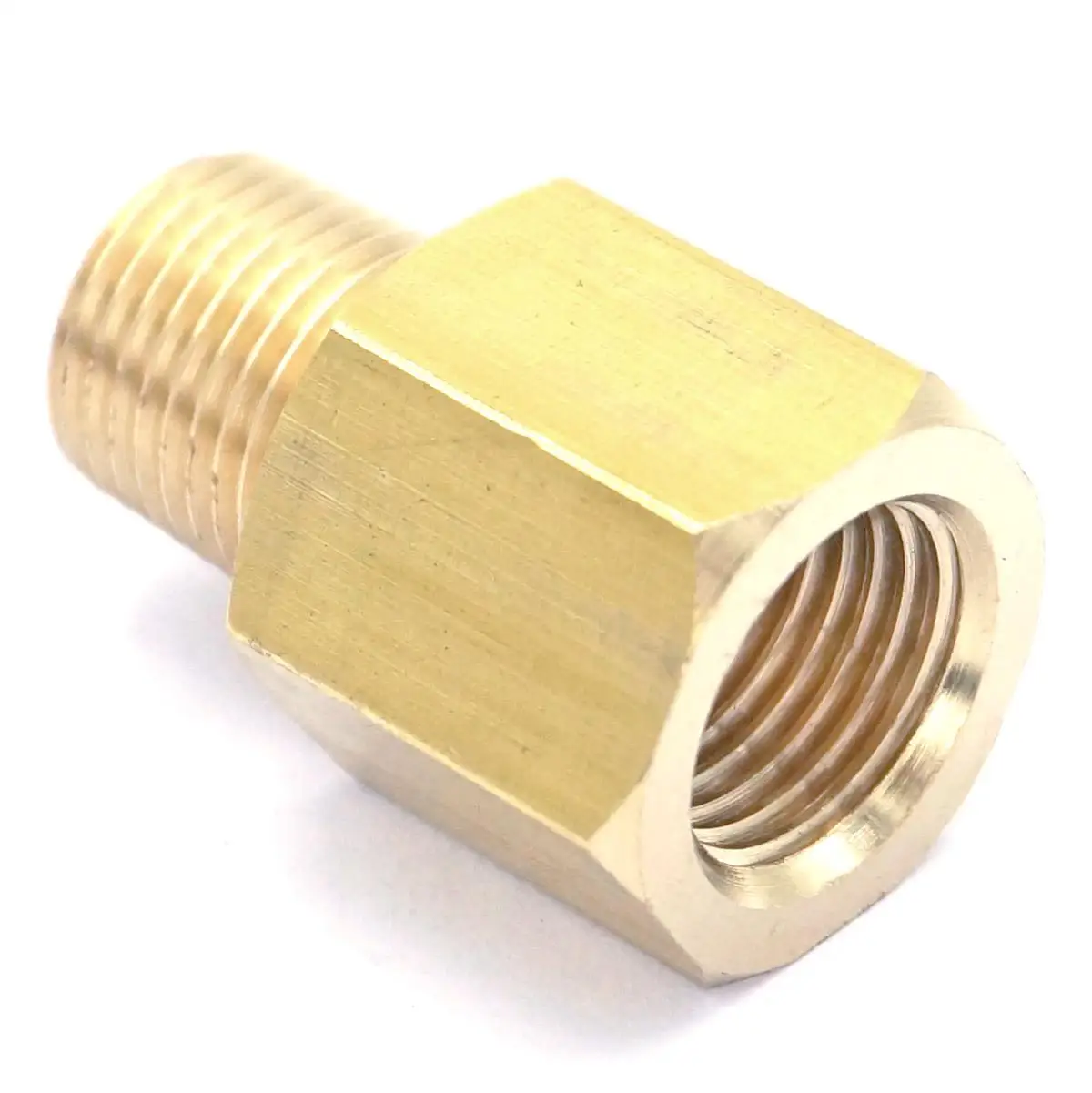1/8 BSPT Male x 1/8" NPT Female Brass Pipe Fitting Connector Adapter For Pressure Gauge Air Gas Fuel Water