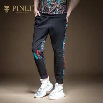 

Pinli 2020 Spring New Slim Breathable Make up printing Men's casual trousers Tide brand sport pencil pants B201317355
