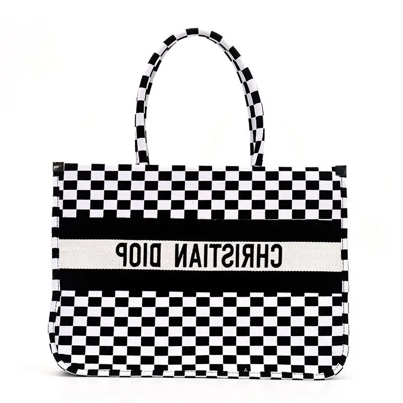 

Bag for Women 2019 Bohemia Style Canvas Drawstring Bucket Bag Shoulder Handbags Women Messenger Bags Simple Black and White
