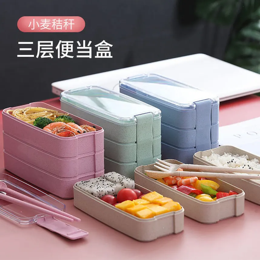 4 цвета Детский Ланч-бокс с подогревом Bento box пластиковые пищевые контейнеры для хранения Коробка для фруктов и овощей Ланч-бокс из бамбука