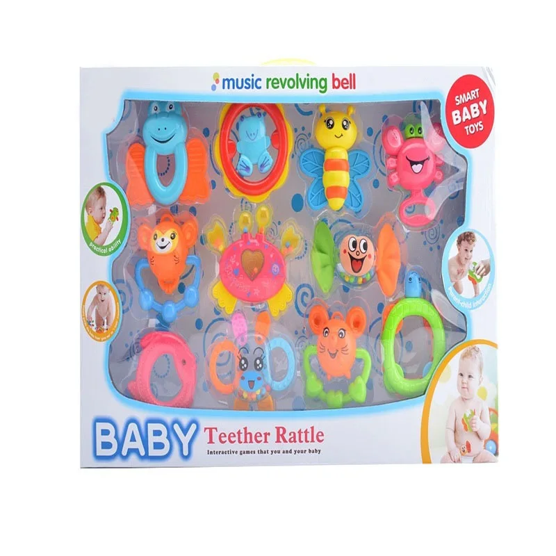 

Infants Rattle Toy Set Educational Teether-Bite Newborn Baby GIRL'S And BOY'S Teethers Hand Rattle