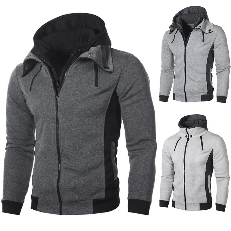 Men's Stylish Hoodie Slim Fit Zip Up Costume Jacket Double Zipper Sweatshirts Man Clothes Autumn Winter Coat Sport Causal Male