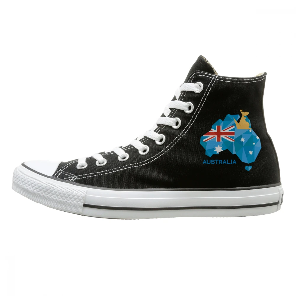 

Australia Flag On Map Australia National Pride High-top Canvas Shoes western pride fixtures National flag and kangaroo on map