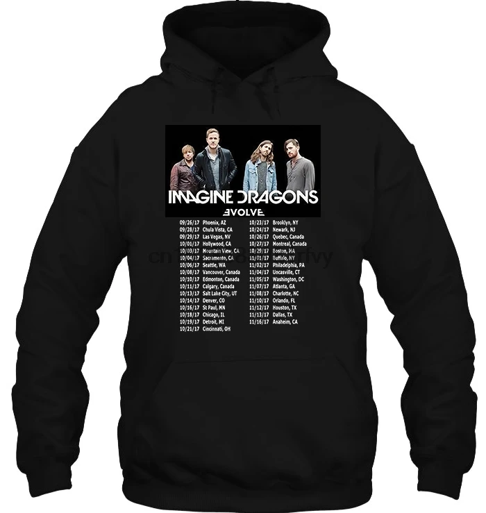Мужская толстовка с капюшоном Imagine Dragon Evolve Tour черного цвета размер S 3XL женская уличная одежда