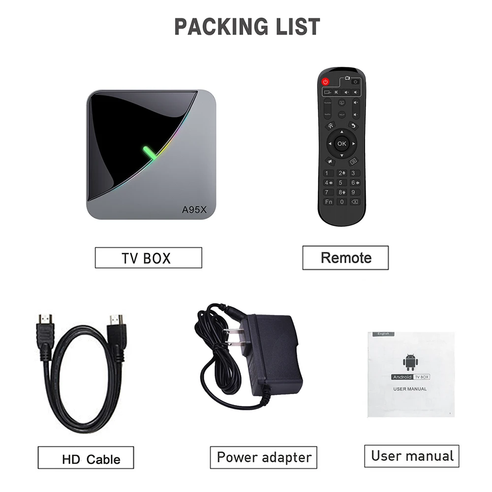 VONTAR A95X F3 Air 8K RGB Light TV Box Android 9 Amlogic S905X3 4GB 64GB Wifi 4K Smart TVBOX Android 9 A95XF3 Set top box