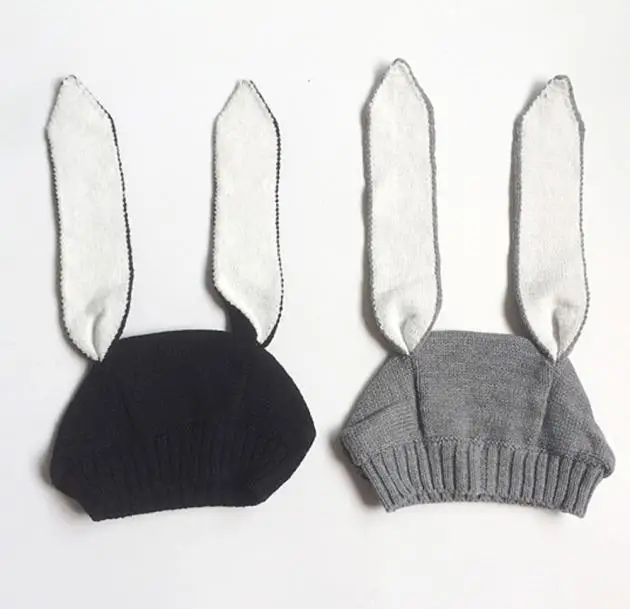 3-24M Newborn Kids Baby Boy Girl Cute Hats 3D Bunny Rabbit Ear Autumn Winter Crochet Earmuff Earcap Knit Toddler Beanie Cap