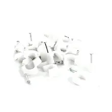 40 Pcs 12mm Width Cable Nail Attached Circle Clips Saddle White