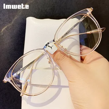 

Imwete Optical Spectacle Frame Men Women Retro Plaid Frames Design Classic Gold Metal Frame Glasses Myopia Eyeglasses Frame