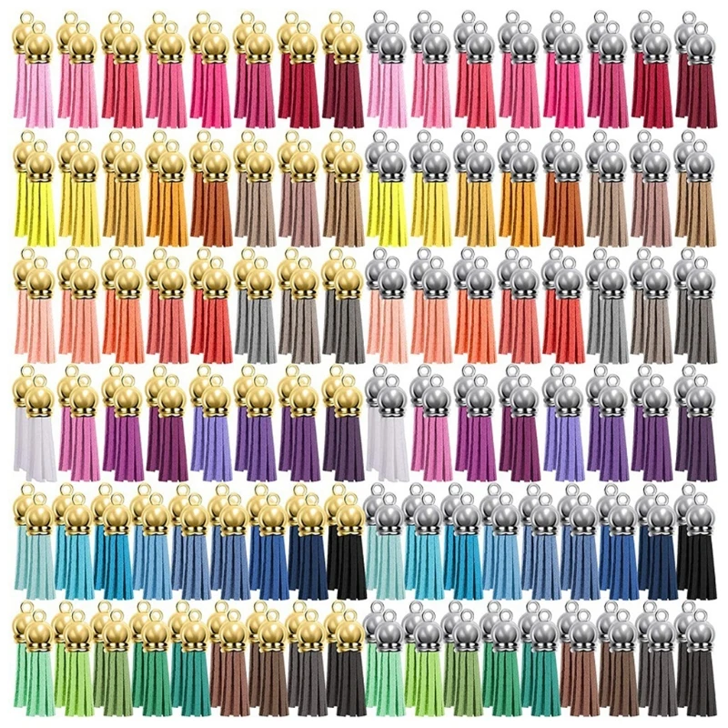 

200 pcs Suede Leather Tassel For Keychain Straps Craft Jewelry DIY Pendant K3ND