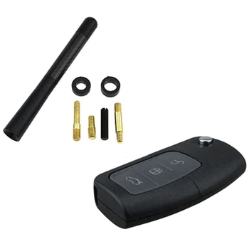 

2 Set Car Accessories: 1 Set 4D63 Chip 3 Buttons Remote Control Key & 1 Set 12Cm Car AM/FM Radio Short Antenna + Screw