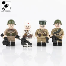 WW2 военная армия советские солдаты фигурки оружие строительные блоки Вторая мировая война Россия шлем части Аксессуары Кирпичи игрушки для детей