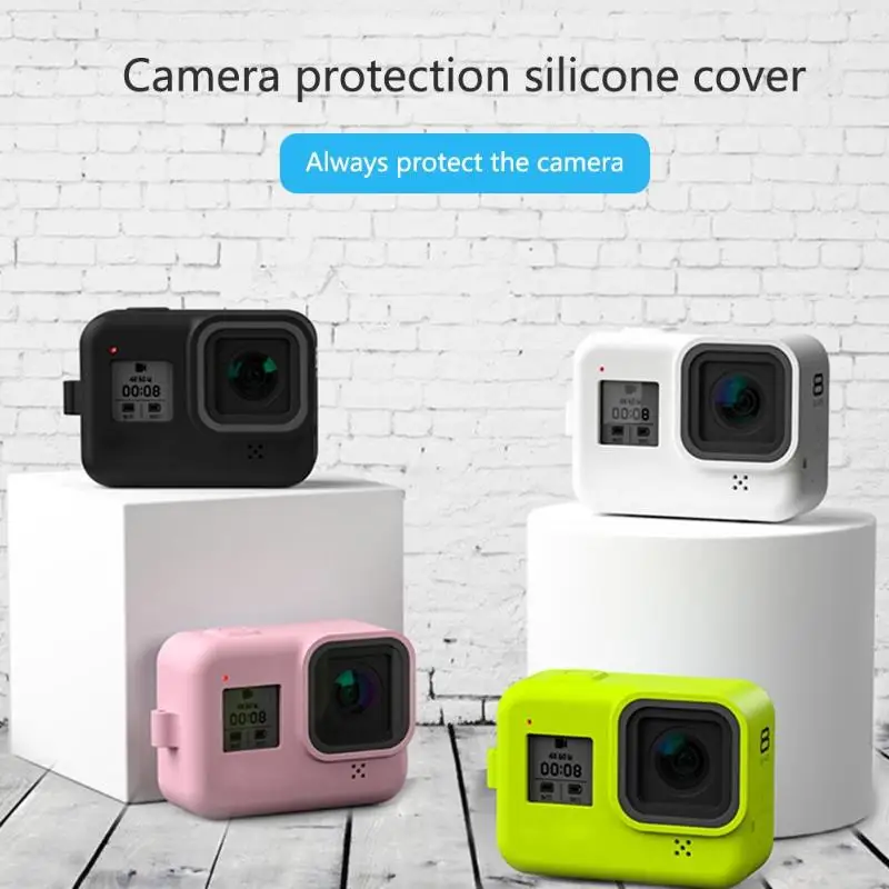 Силиконовый защитный чехол рамка с ремешком на руку для GoPro 8 Спортивная камера аксессуары для спортивных и экшн-видеокамер чехол для тела