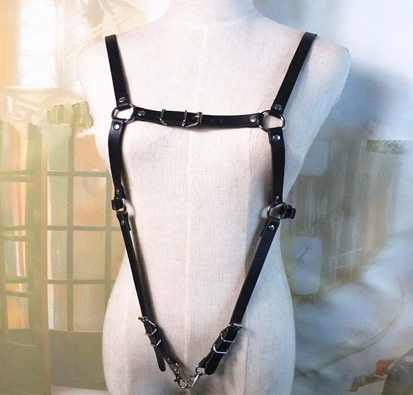 Панк кожаный бюстгальтер жгут для мужчин сексуальный эротический пояс для тела Связывание Harajuku Готический подтяжки мужское белье плечевые ремни