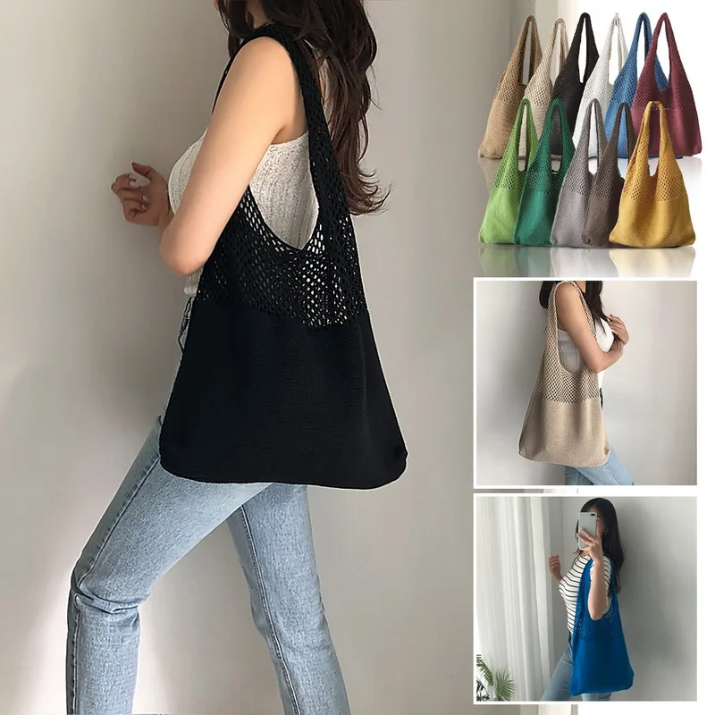 Woven Womens Shoulder Bags Ladies Designer Knitted Braid Handbags Tote Summer Beach Party Bag Purses Shopper Sac Satchel Female