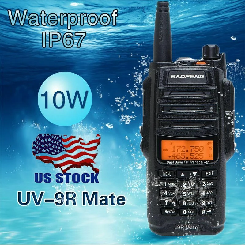 VHF UHF Walkie-Talkie Two-Way-Radio Handheld Waterproof Baofeng uv-9r Dual-Band 10W Mate