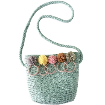 

Girls Shoulder Bag Straw Rattan Weave Crossbody Bag For Baby Girls Best(Green)