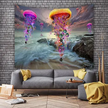 

Jellyfish forest series tapestry wall art magic background cloth hanging cloth home furnishing cloth art can be customized