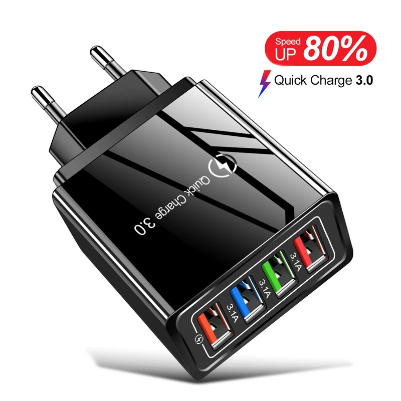 Quick Charge 3.0 For iPhone Samsung S10 S9 S8 Charger Plug Wall Fast Charging For Xiaomi Mi Huawei Mobile Phone Chargers Adapter samsung gear watch charger