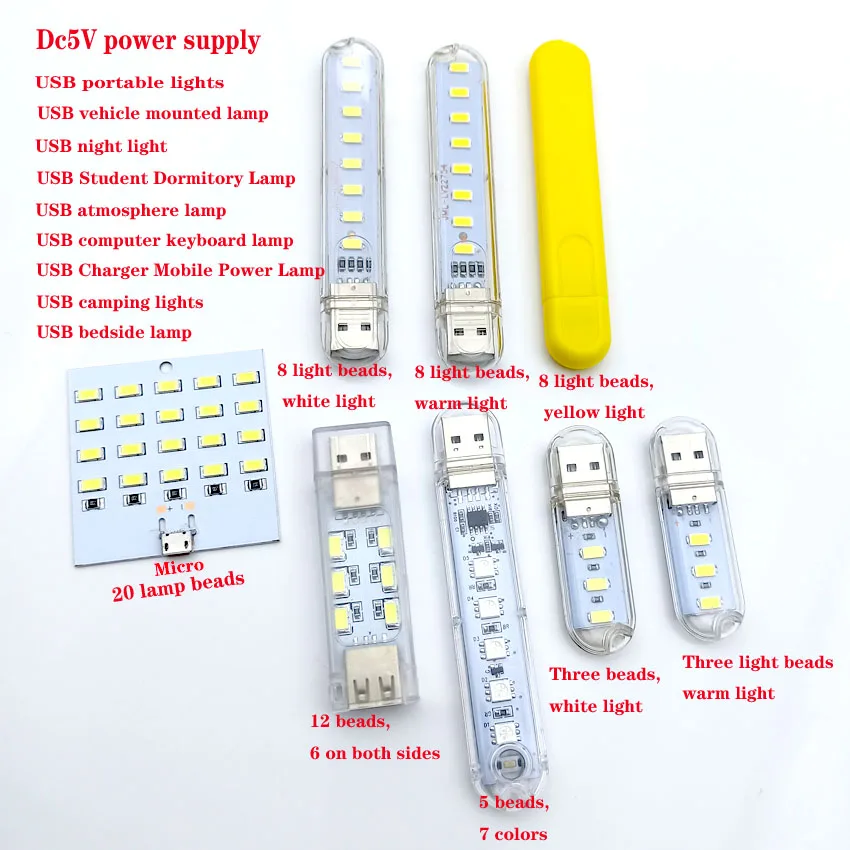 

1Pcs Mini 3LEDs 8LEDs USB 5V LED Night light Desk Book Reading Lamp Camping Bulb Charger Laptops