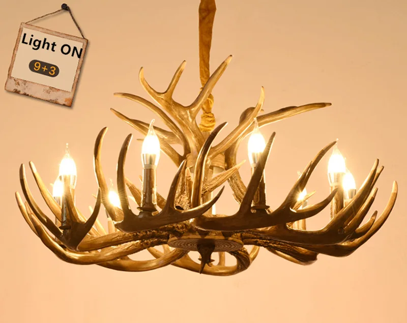 Retro Resin Antler Pendant chandelier Living room Restaurant Bar  4/6/9 Arms Brown White E14 Deer Horn lights house decoration flower chandelier